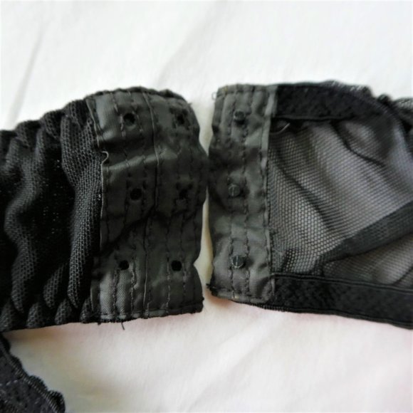 Vintage 90s Victoria's Secret Lingerie Teddy Underwire Black Garter Rosettes 34C - Picture 6 of 8